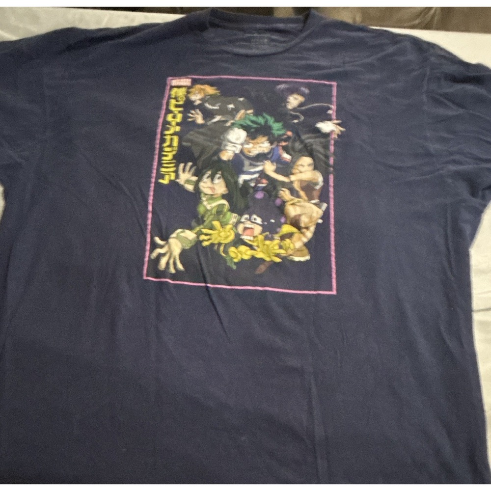 Funimation My Hero Academia Mens 3XL Navy Crew Neck Graphic Print T-Shirt